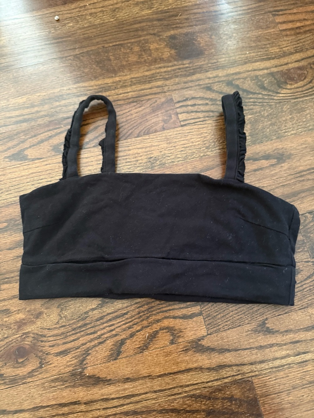 Bandier Sincerely Jules Black Ruffle Sports Bra